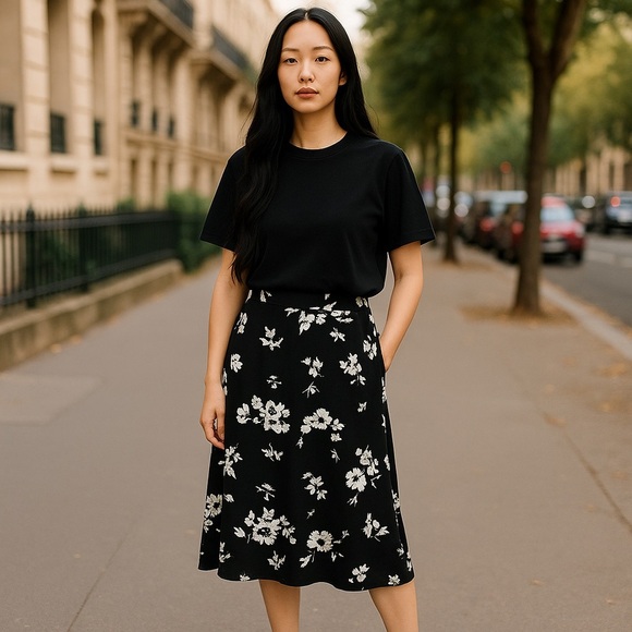 GAP Black and White Wrap Midi Skirt for Cocktail - Picture 1 of 11